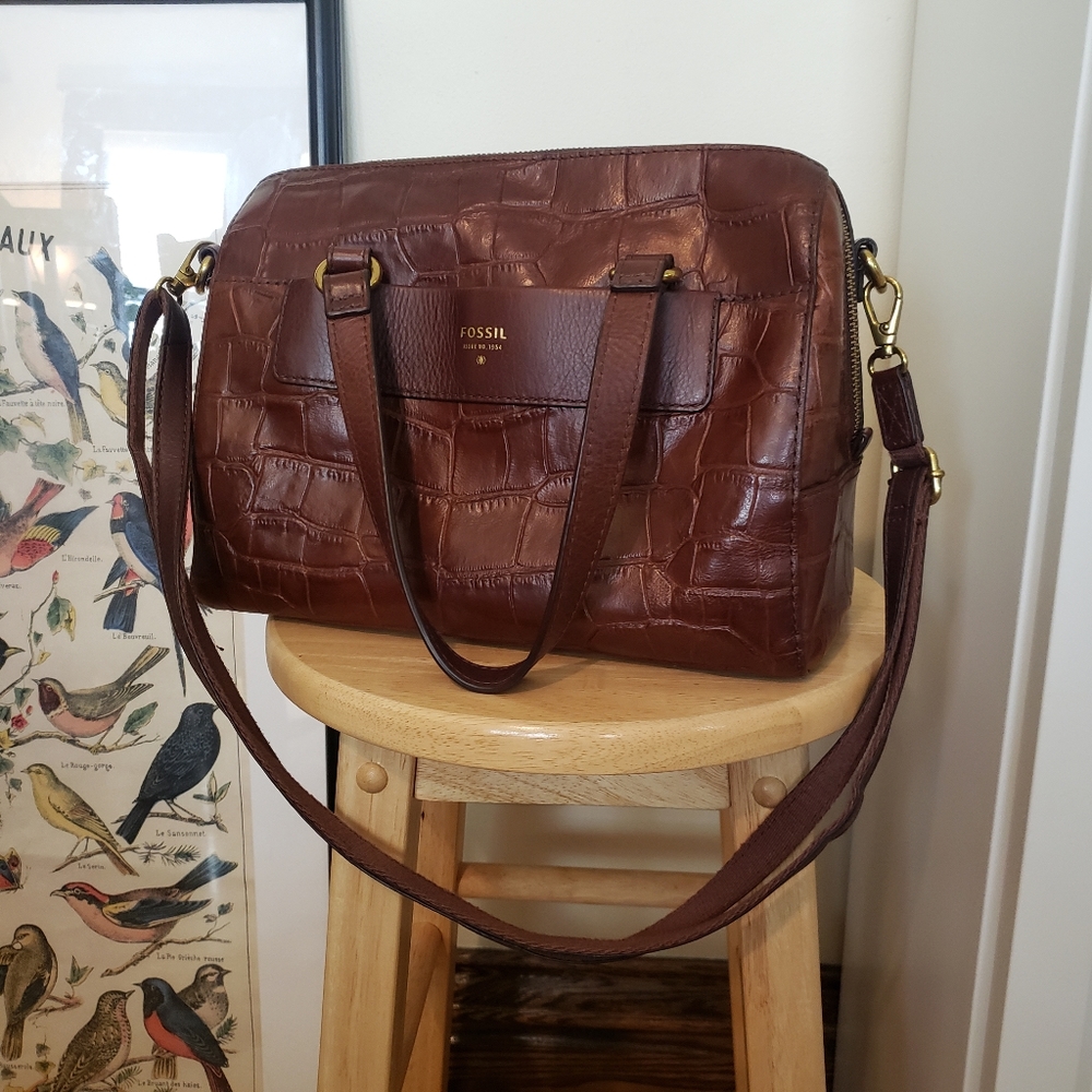 Fossil Sydney Satchel | Croc Embossed